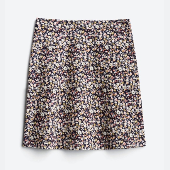 Margaret M White Slip-on Navy Floral A-Line Skirt - Picture 1 of 8